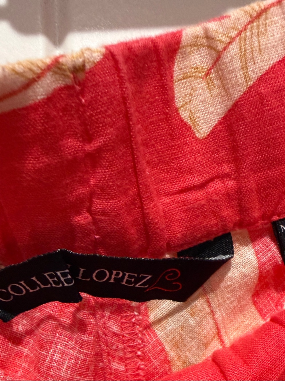 Colleen Lopez Coral Midi Skirt with the khaki Leaf Print Linen Blend - Picture 4 of 7